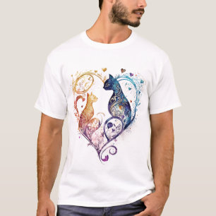 Kuraudea ein niedlicher geblüht Liebe Katzenkatzen T-Shirt