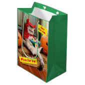 Kurbelbauchkatze Mittlere Geschenktüte (Vorderseite Schrägansicht)