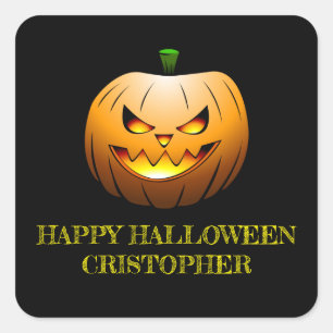 Kürbis als Halloween-Jack-o-Lantern Quadratischer Aufkleber