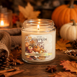 Kürbis-Apfel-Herbstkerzenetikett Gemütlicher Her Quadratischer Aufkleber