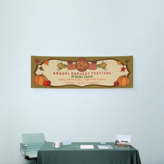 Kürbis-Apfel-Mais-Blätter-Fall-Ernte-Festival Banner (Messeveranstaltung)