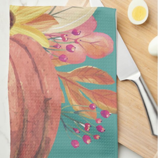 Kürbis aquamarin geschirrtuch