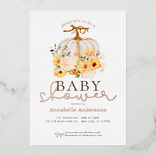 Kürbis-Aquarell Neutrale Babyparty Folien Feiertagskarte