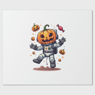 Kürbis-Astronaut � Gruseliges Weltraum-Explorer-Sh Geschenkpapier