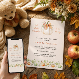 Kürbis auf dem Weg zum Herbst-Creme-Baby-Shower Einladung