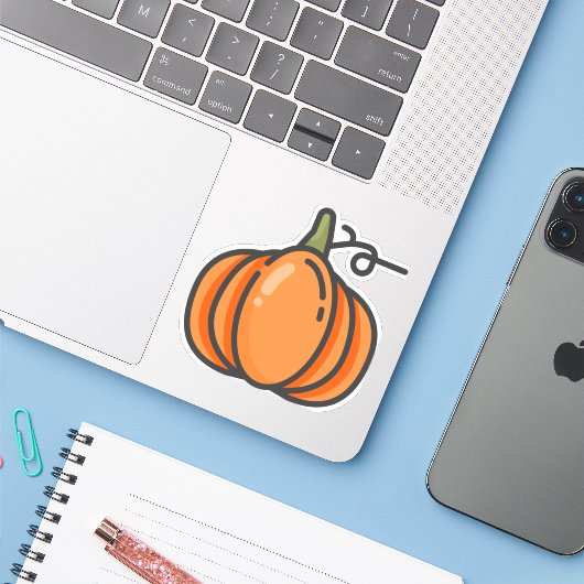 Kürbis Aufkleber (Laptop mit iPhone)