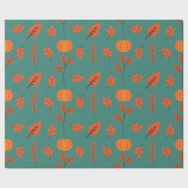 Kürbis aus dem Herbst und Blätter - Nahtloses Wrap Geschenkpapier