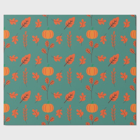 Kürbis aus dem Herbst und Blätter - Nahtloses Wrap Geschenkpapier (Saum)