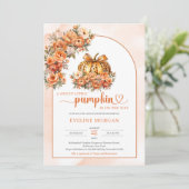 Kürbis aus Wasserfarbe mit Kupferbogenbogen Einladung (Stehend Vorderseite)