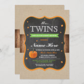 Kürbis-Baby-Dusche ist es Zwillings-Party, das Einladung (Vorne/Hinten)