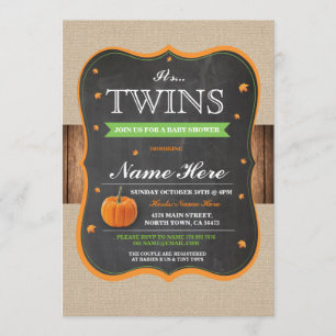 Kürbis-Baby-Dusche ist es Zwillings-Party, das Einladung