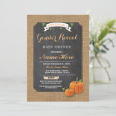 Kürbis-Baby-Duschen-Geschlecht decken Party Einladung (Stehend Vorderseite)