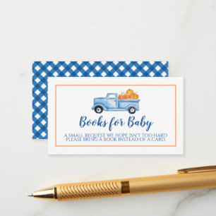 Kürbis-Baby-Party Blaue LKW-Bücher für Baby Begleitkarte