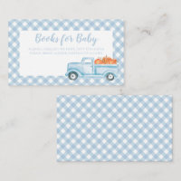 Kürbis-Baby-Party- Einladung blau karierter LKW Bu