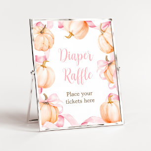 Kürbis-Baby-Party-Windel-Raffel-Schild mit rosa Sc Poster