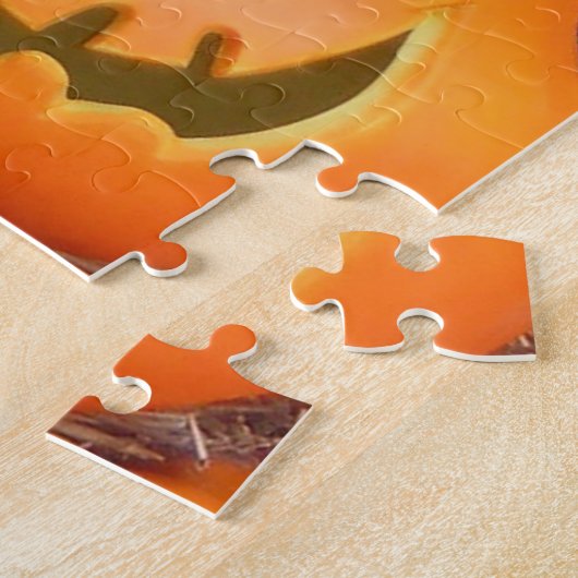 Kürbis beängstigende, unscharfe halloween Kürbisla Puzzle (Seite)