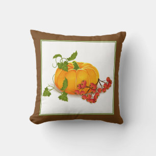 Kürbis, Beeren, Blätter braun fallen Thanksgiving Kissen