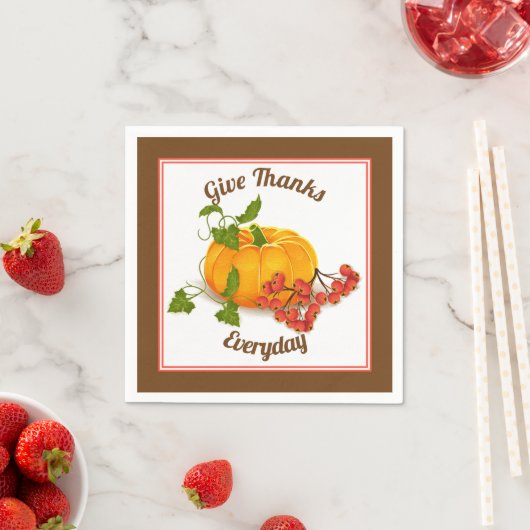 Kürbis, Beeren, Blätter brauner Fall Erntedank Serviette (Beispiel)