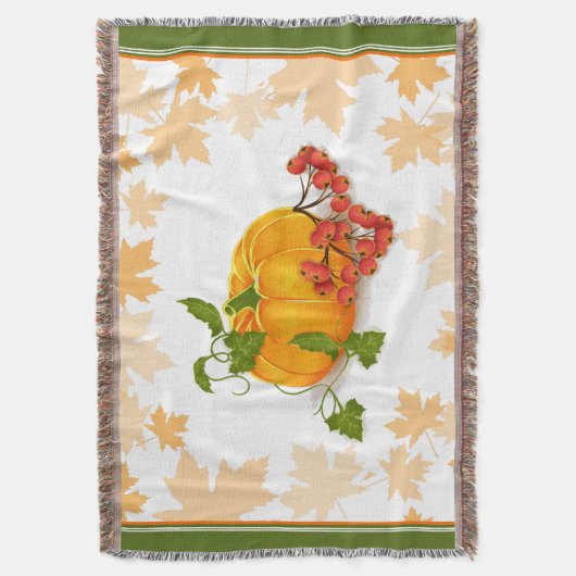 Kürbis, Beeren, Blätter, Grenzfall Erntedank Decke (Vorderseite Vertikal)