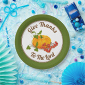 Kürbis, Beeren, Blätter Herbstfarben Erntedank Pappteller (Party)