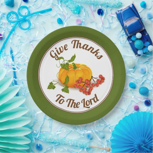 Kürbis, Beeren, Blätter Herbstfarben Erntedank Pappteller (Party)