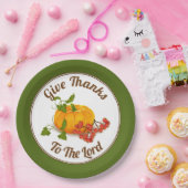 Kürbis, Beeren, Blätter Herbstfarben Erntedank Pappteller (Party)