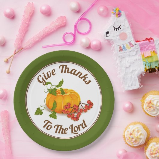 Kürbis, Beeren, Blätter Herbstfarben Erntedank Pappteller (Party)