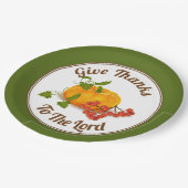 Kürbis, Beeren, Blätter Herbstfarben Erntedank Pappteller (Schrägansicht)