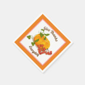 Kürbis, Beeren, Blätter Orangenfall Erntedank Serviette (Ecke)