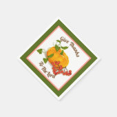 Kürbis, Beeren, grüne Blätter fallen Erntedank Serviette (Ecke)