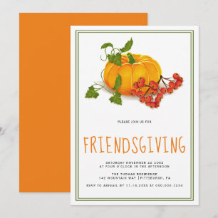 Kürbis, Beeren, orange zurück Freundschaft Einladung