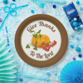 Kürbis, Beeren und Blätter fallen Erntedank Pappteller (Party)