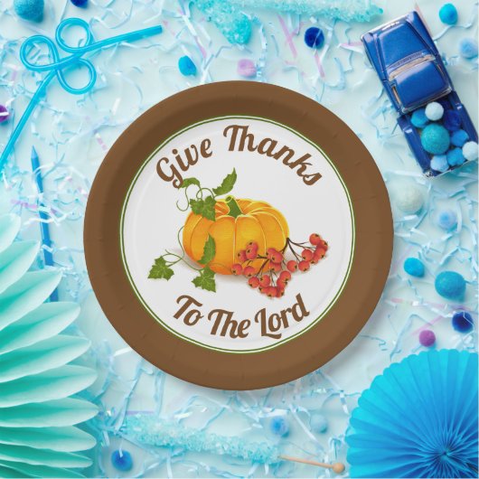 Kürbis, Beeren und Blätter fallen Erntedank Pappteller (Party)