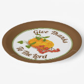 Kürbis, Beeren und Blätter fallen Erntedank Pappteller (Schrägansicht)