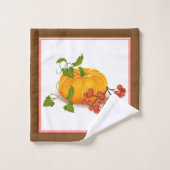 Kürbis, Beeren und Streifen fallen Erntedank Badhandtuch Set (Waschlappen)