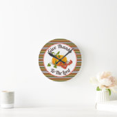 Kürbis, Beeren und Streifen fallen Erntedank Runde Wanduhr (Zuhause)