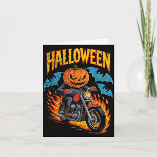 Kürbis-Biker fährt auf einem Motorrad Halloween-Ko Karte