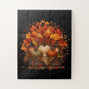 Kürbis Blätter Bäume Herbst Herbstsaison Puzzle