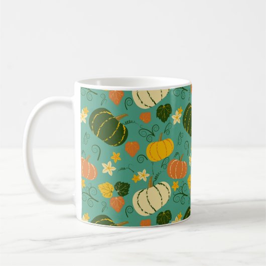 Kürbis, Blätter: Herbstpflanzenmuster Kaffeetasse (Links)