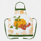 Kürbis, Blätter und grüne Grenze fallen Erntedank Schürze (Vorderseite)