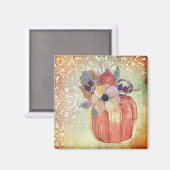 Kürbis-Blume und Spitzen-Orangengold lila Magnet (Vorderseite/Rückseite)