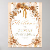 Kürbis-Blumen-Bogen-Hochzeitsdusche-Willkommen Poster (Vorne)
