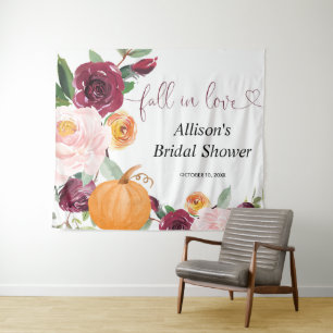 Kürbis-Blumen-Herbst-Braut-Party-Hintergrundschild Wandteppich