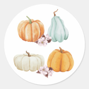 Kürbis-Blumen-Thanksgiving-Herbst-Aufkleber Runder Aufkleber