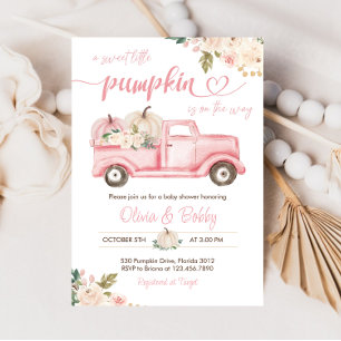 Kürbis-Blumen-Vintage-LKW-Baby-Mädchen-Party Einladung