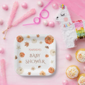 Kürbis Boho Herbst Baby Shower Floral Pappteller (Party)