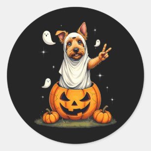 Kürbis Boo Geist Scottish Terrier Hund Halloween Runder Aufkleber