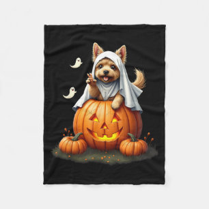 Kürbis Boo Geist Yorkie Hund Halloween Kostüm Fleecedecke