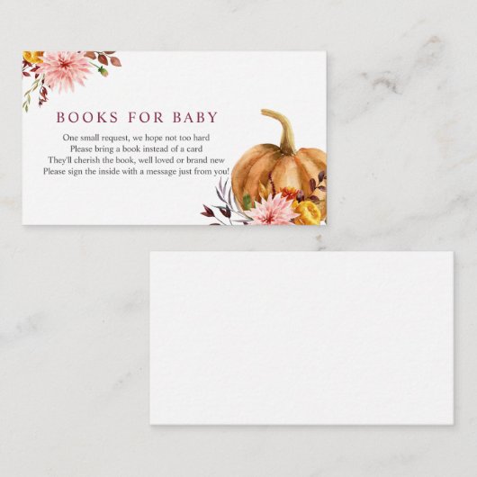 Kürbis-Bücher für Babyeinsatzkarte Begleitkarte (Vorne/Hinten)