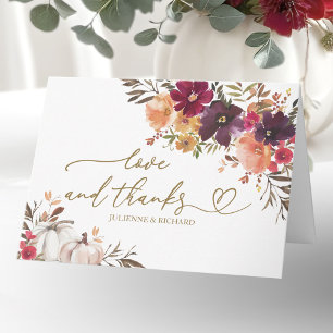 Kürbis Burgunder Florales Hochzeit Danke schön Karte